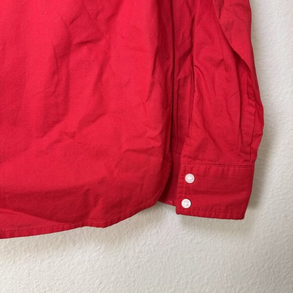 Tommy Hilfiger Women’s Large Button Down Shirt Red Love You More Stitching - Picture 4 of 7